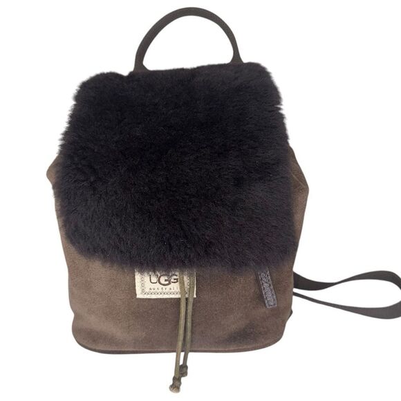 UGG Handbags - |EUC| UGG Nordie Shearling & Suede Brown Mini Backpack